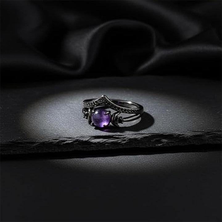 Crescent Moon Gemstone Ring