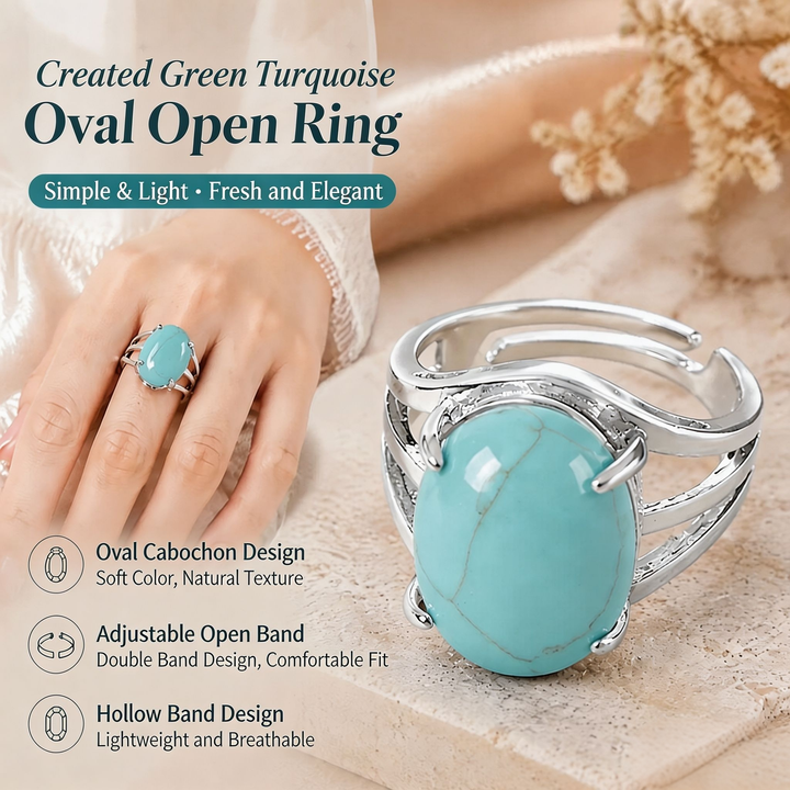 Natural Energy · 20-Style Natural Gemstone Oval Open Ring