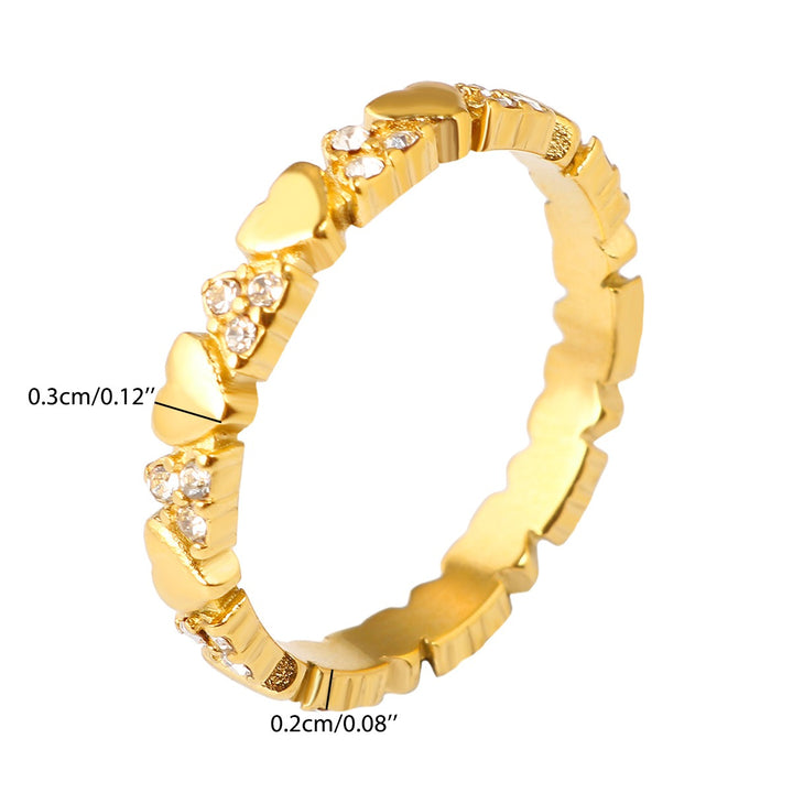 S925 Silver Alternating Heart & Pavé Band Ring