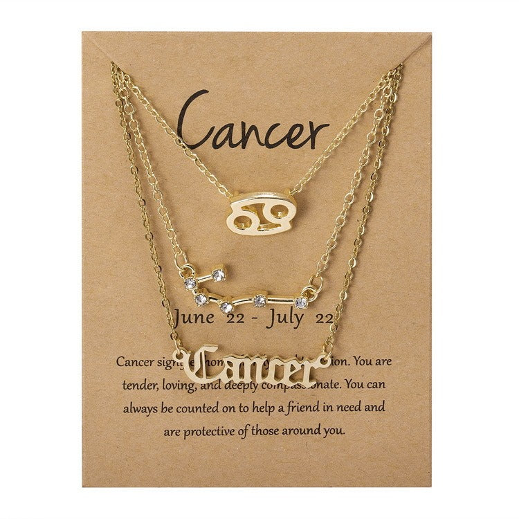 12 Zodiac Signs Layered Necklace Set