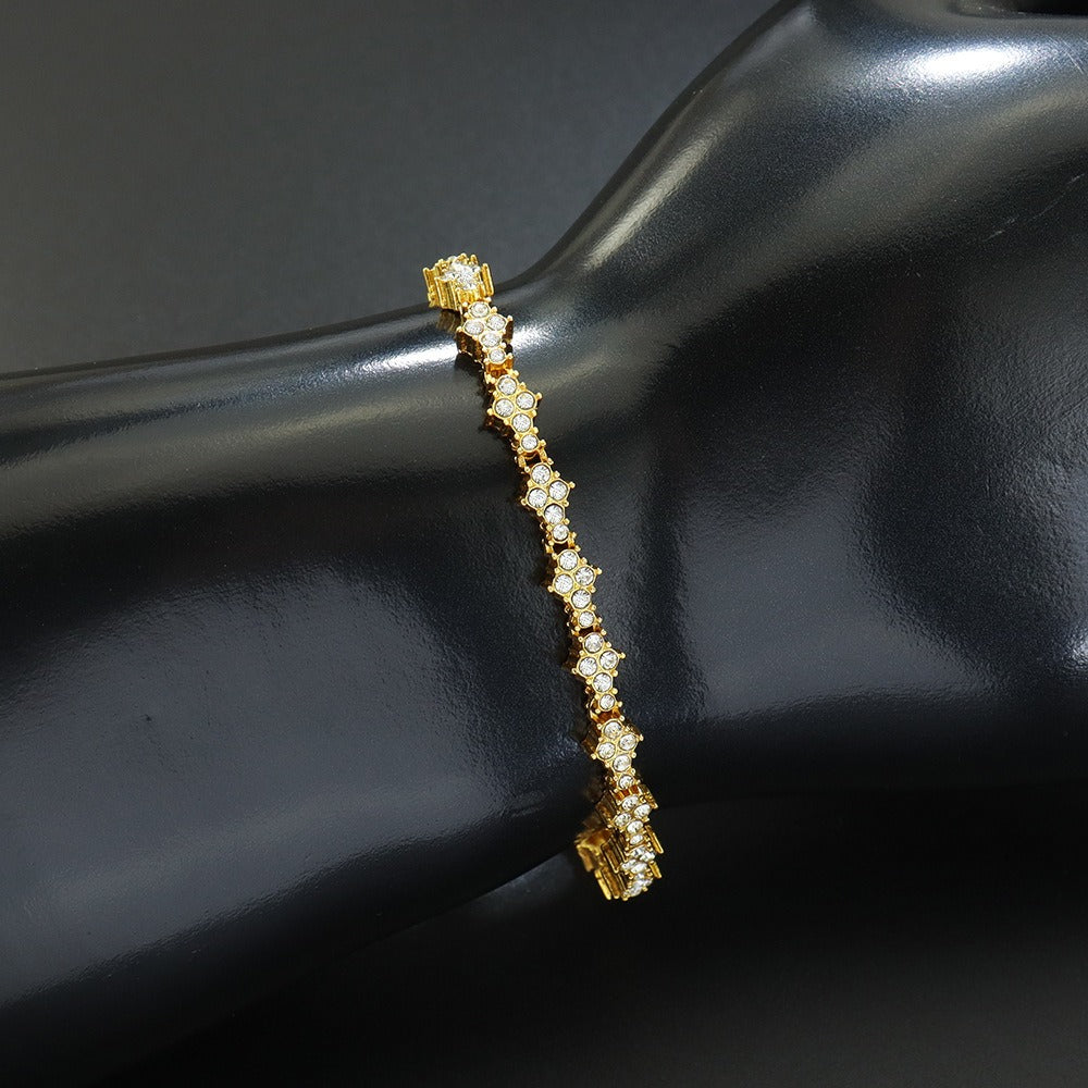 Stellar Cross Full Crystal Tennis Bracelet 5 Color Options Timeless Elegance Protection