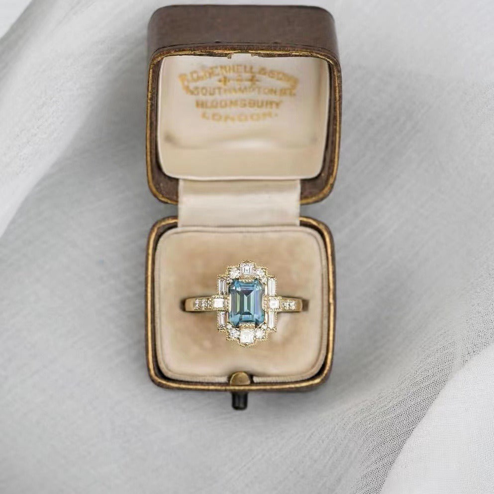 Art Deco Revival 14K Gold Emerald Cut Gemstone Ring