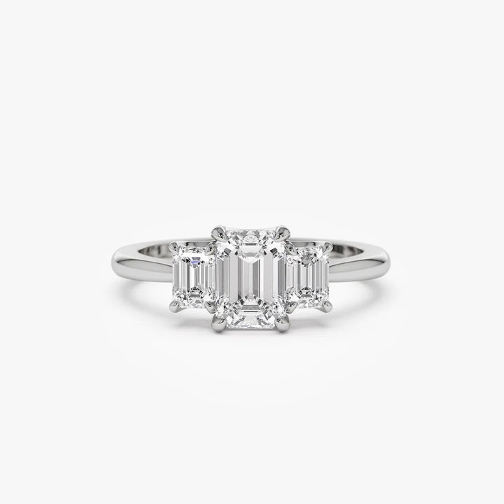 Timeless Three-Stone Emerald Cut Ring