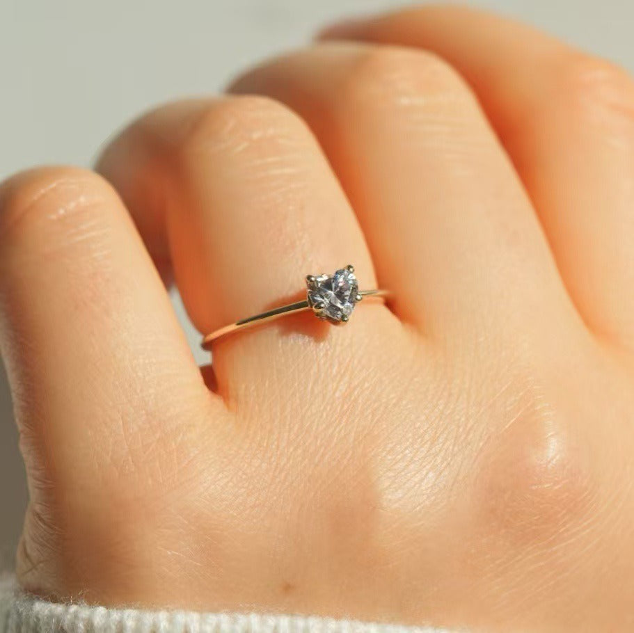 First Heart 14K Gold Minimalist Heart Solitaire Ring