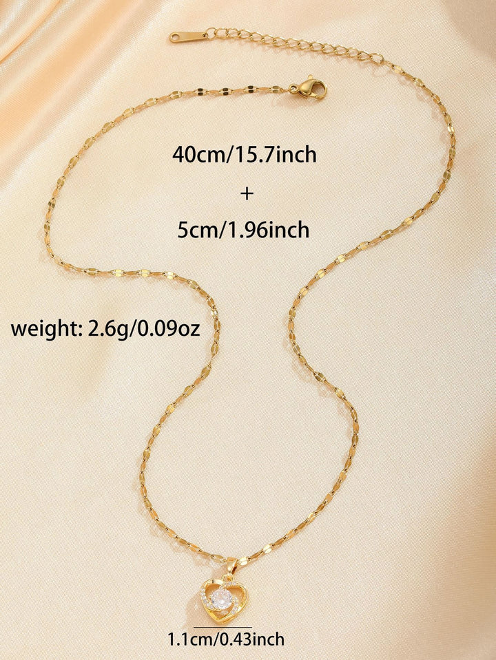 18K Gold Plated Eternal Heart Dancing CZ Pendant Necklace