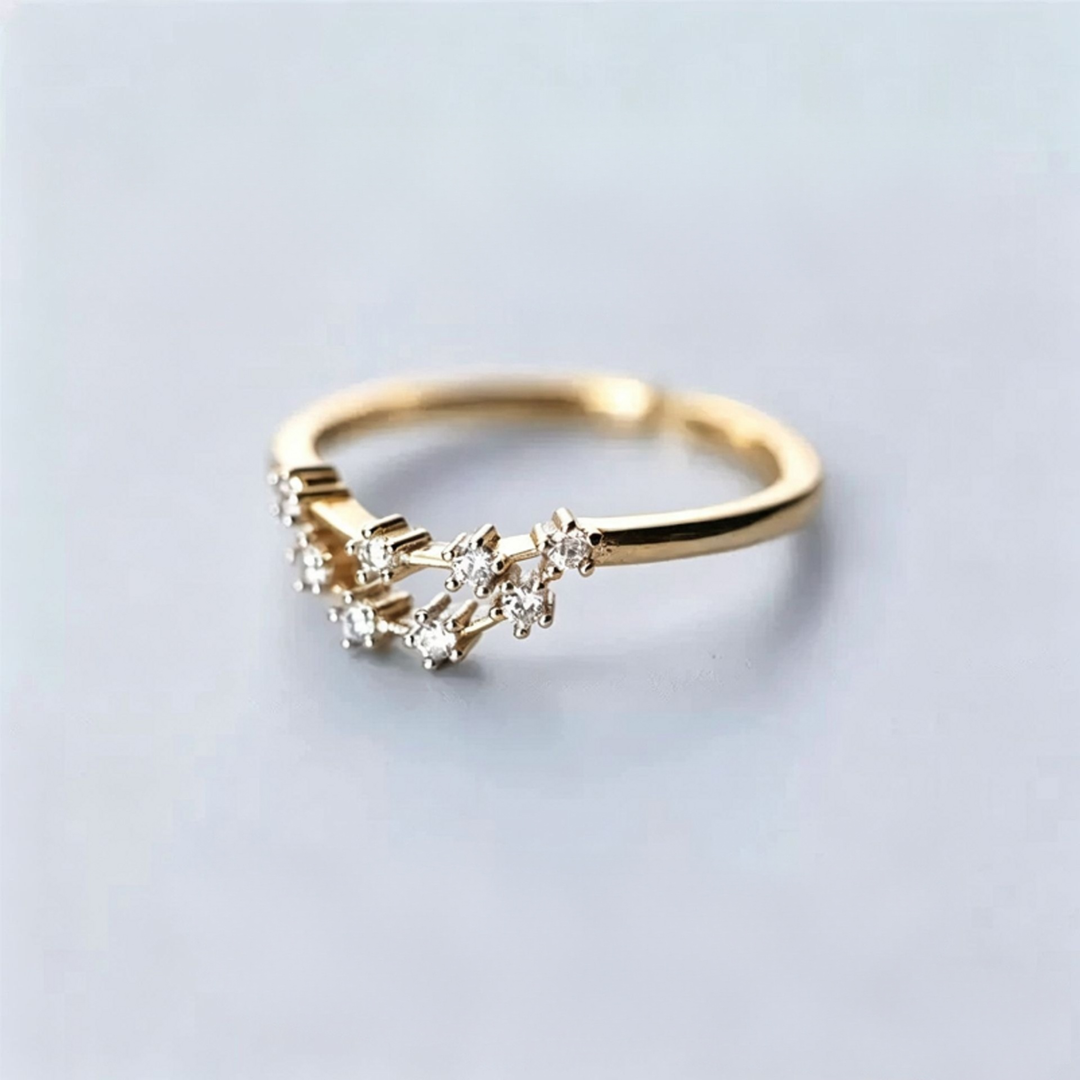S925 Sterling Silver Zodiac Open Ring Constellation Pavé Ring
