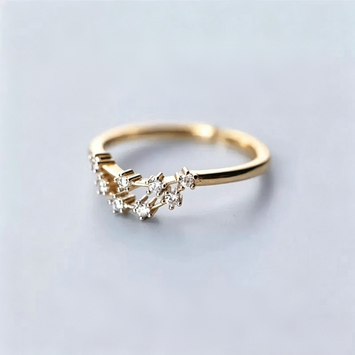 S925 Sterling Silver Zodiac Open Ring Constellation Pavé Ring
