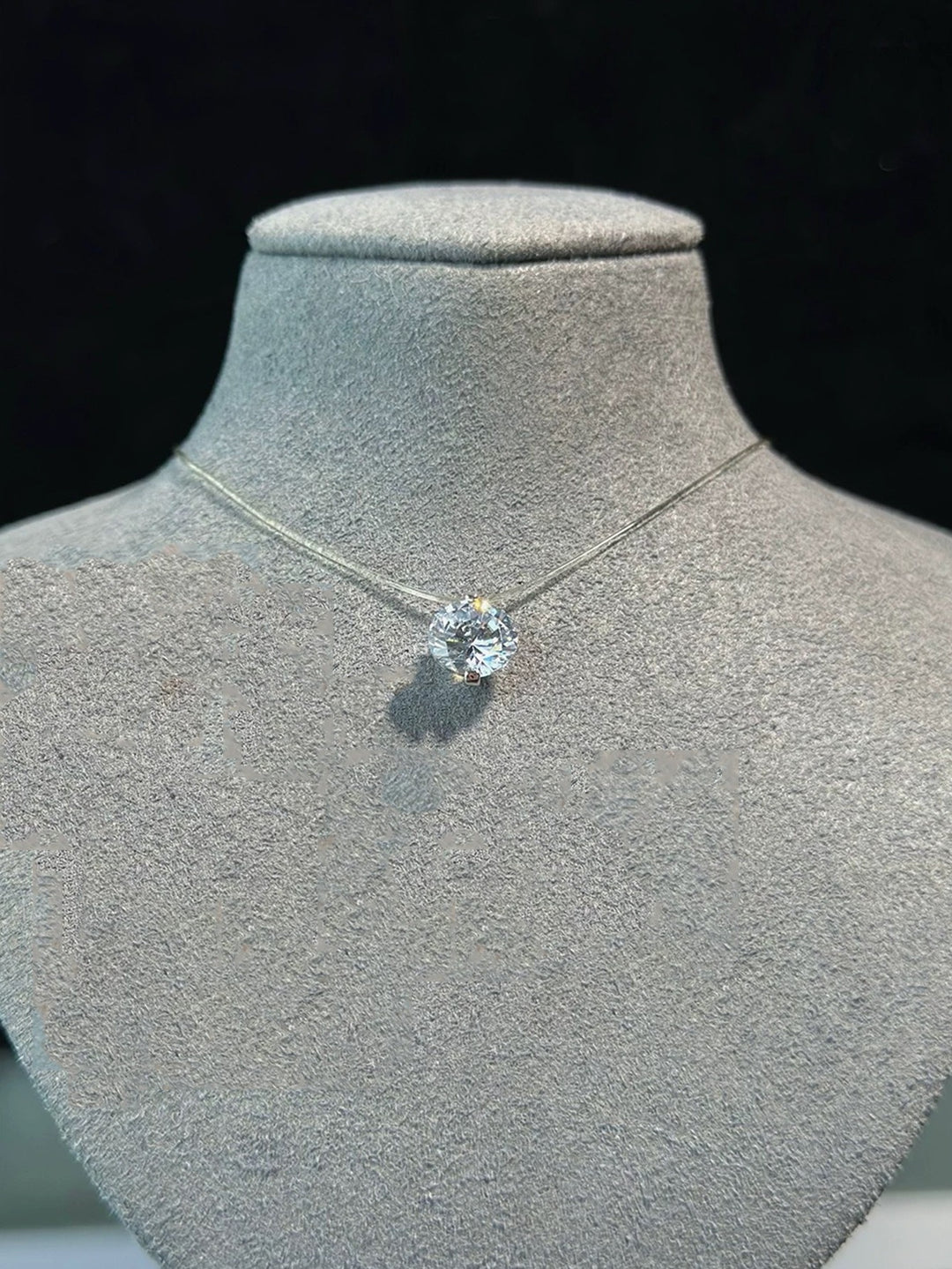 Phantom Diamond Invisible Transparent Wire Solitaire Necklace