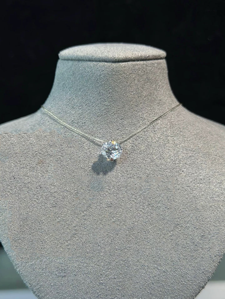 Phantom Diamond Invisible Transparent Wire Solitaire Necklace