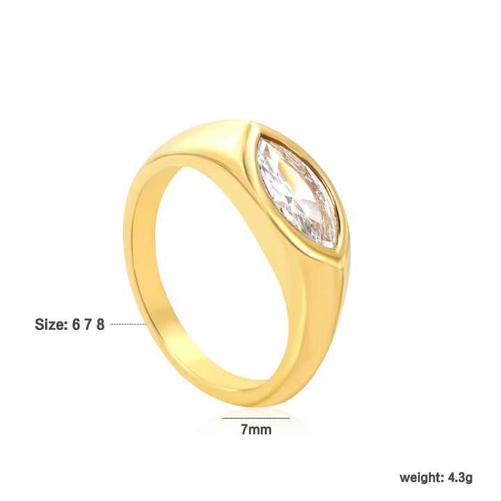Minimalist Marquise S925 Silver 18K Gold Plated Bezel-Set Signet Ring