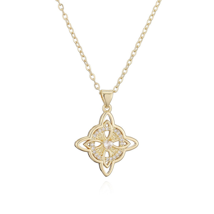 Shield of Witches 18K Gold Plated Witches Knot Pavé Amulet Necklace