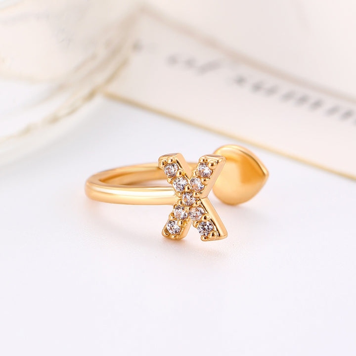 Trendy Minimalist CZ Initial Ear Cuffs / Studs
