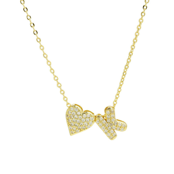 Starlight Heart 26-Letter Pavé Initial Heart Custom Necklace