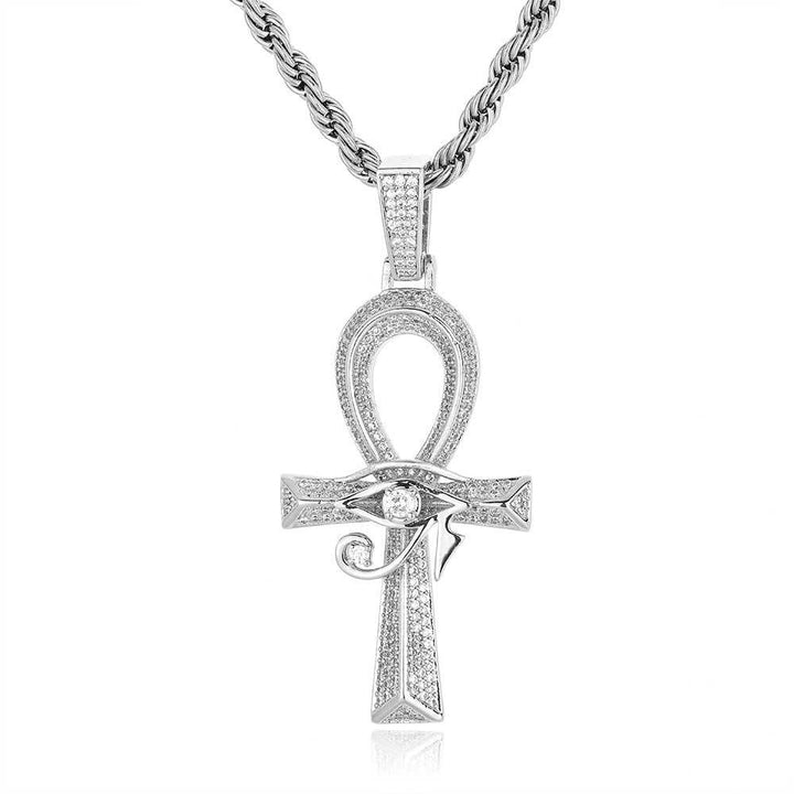Eye of Life Egyptian Ankh & Eye of Horus Pave Necklace