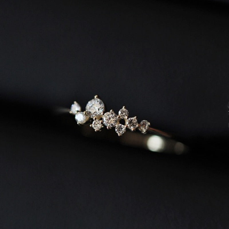 18K Gold Plated Dainty Star Cluster CZ Ring