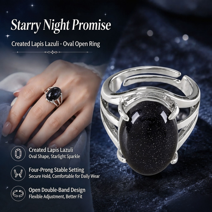 Natural Energy · 20-Style Natural Gemstone Oval Open Ring