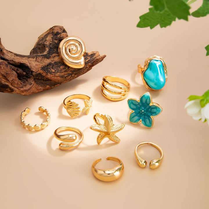 Bohemian Vacation Ring Set Beach Floral Collection