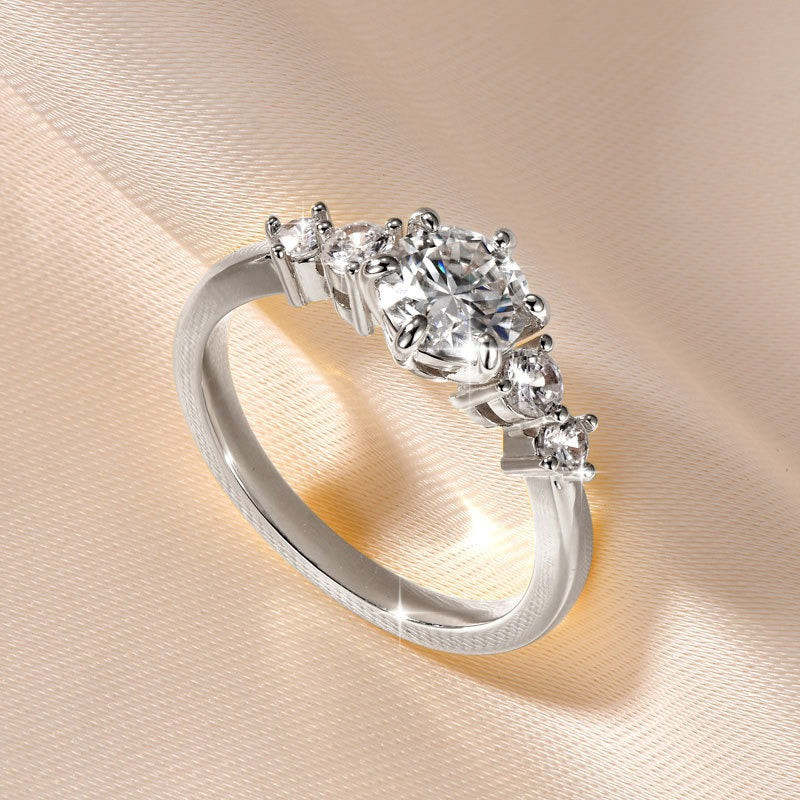 Stellar Five Sequence 18K Gold Moissanite Classic Five-Stone Ring