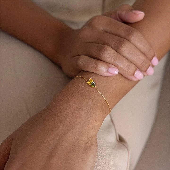 14K Gold Dual Birthstone Bracelet