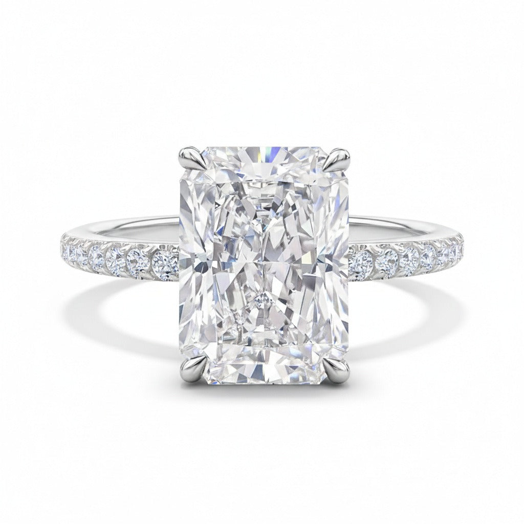 S925 Sterling Silver Radiant Cut Moissanite Four-Prong Ring