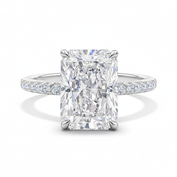 S925 Sterling Silver Radiant Cut Moissanite Four-Prong Ring