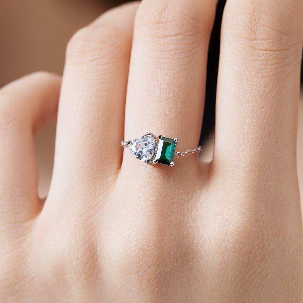 S925 Silver Adjustable Chain Ring | Teardrop, Emerald & Oval CZ