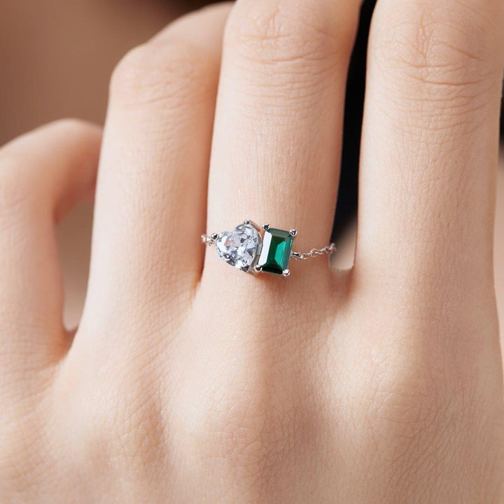 S925 Silver Adjustable Chain Ring | Teardrop, Emerald & Oval CZ