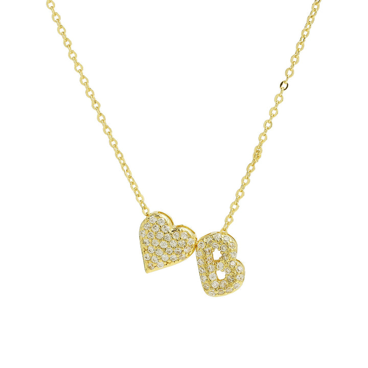 Starlight Heart 26-Letter Pavé Initial Heart Custom Necklace