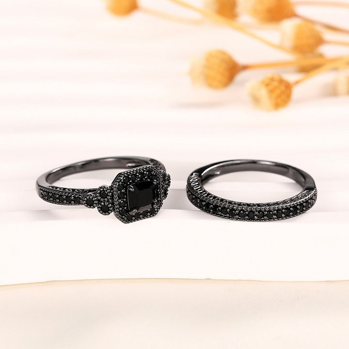 Luxe Diamond Duo Three-Tone Paved Ring Set