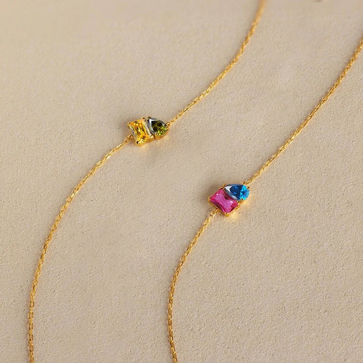14K Gold Dual Birthstone Bracelet