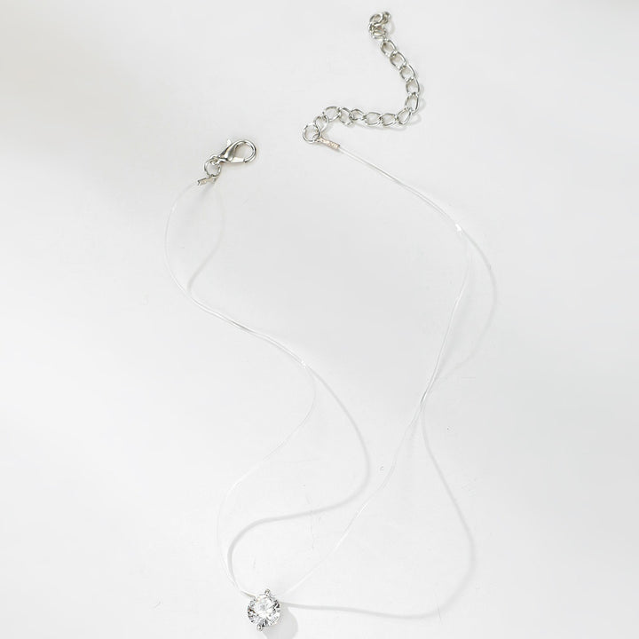Phantom Diamond Invisible Transparent Wire Solitaire Necklace