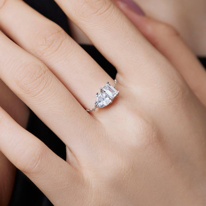 S925 Silver Adjustable Chain Ring | Teardrop, Emerald & Oval CZ