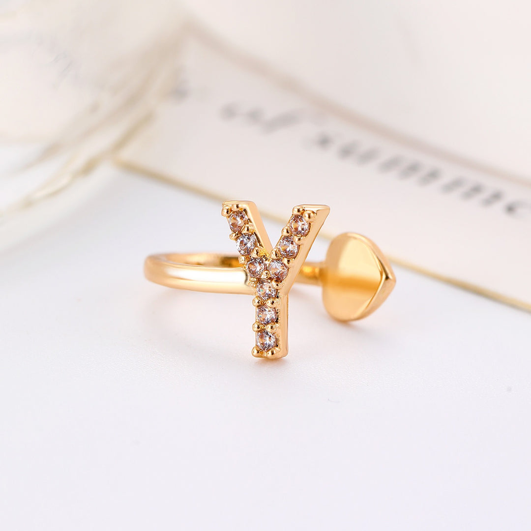 Trendy Minimalist CZ Initial Ear Cuffs / Studs
