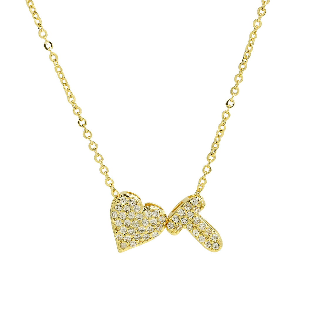 Starlight Heart 26-Letter Pavé Initial Heart Custom Necklace
