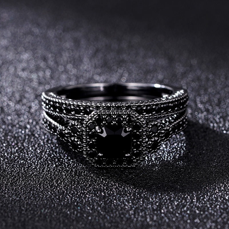 Luxe Diamond Duo Three-Tone Paved Ring Set