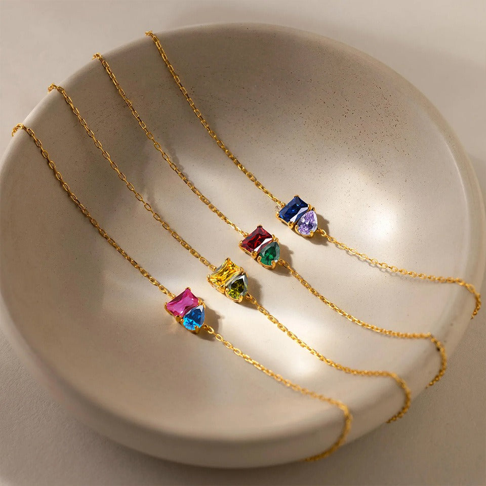 14K Gold Dual Birthstone Bracelet