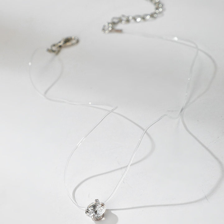 Phantom Diamond Invisible Transparent Wire Solitaire Necklace