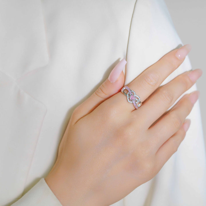 Endless Promise Two-Tone Heart Pave Open Ring