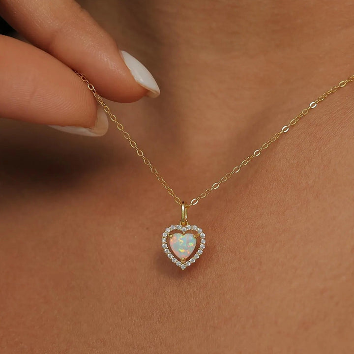 Aurora Heart Opal Pendant Necklace