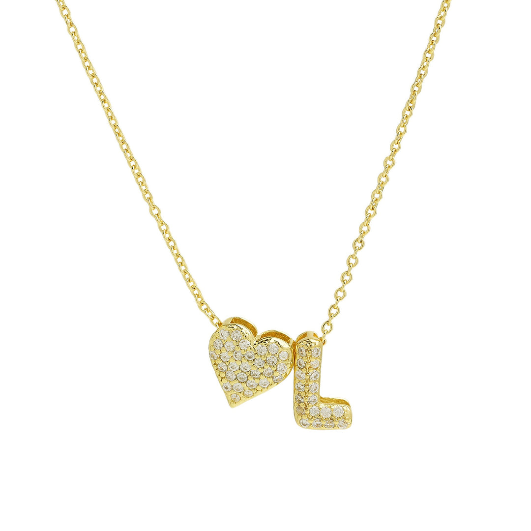 Starlight Heart 26-Letter Pavé Initial Heart Custom Necklace