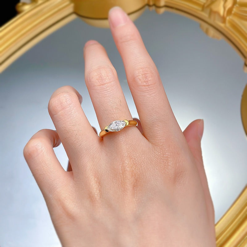 Minimalist Marquise S925 Sterling Silver Gold/Silver Ring｜Pure Radiance at Your Fingertips