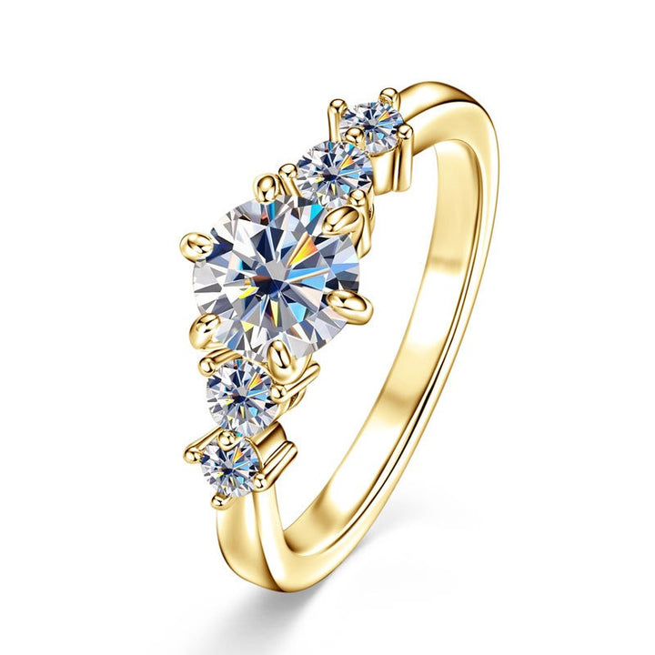 Stellar Five Sequence 18K Gold Moissanite Classic Five-Stone Ring