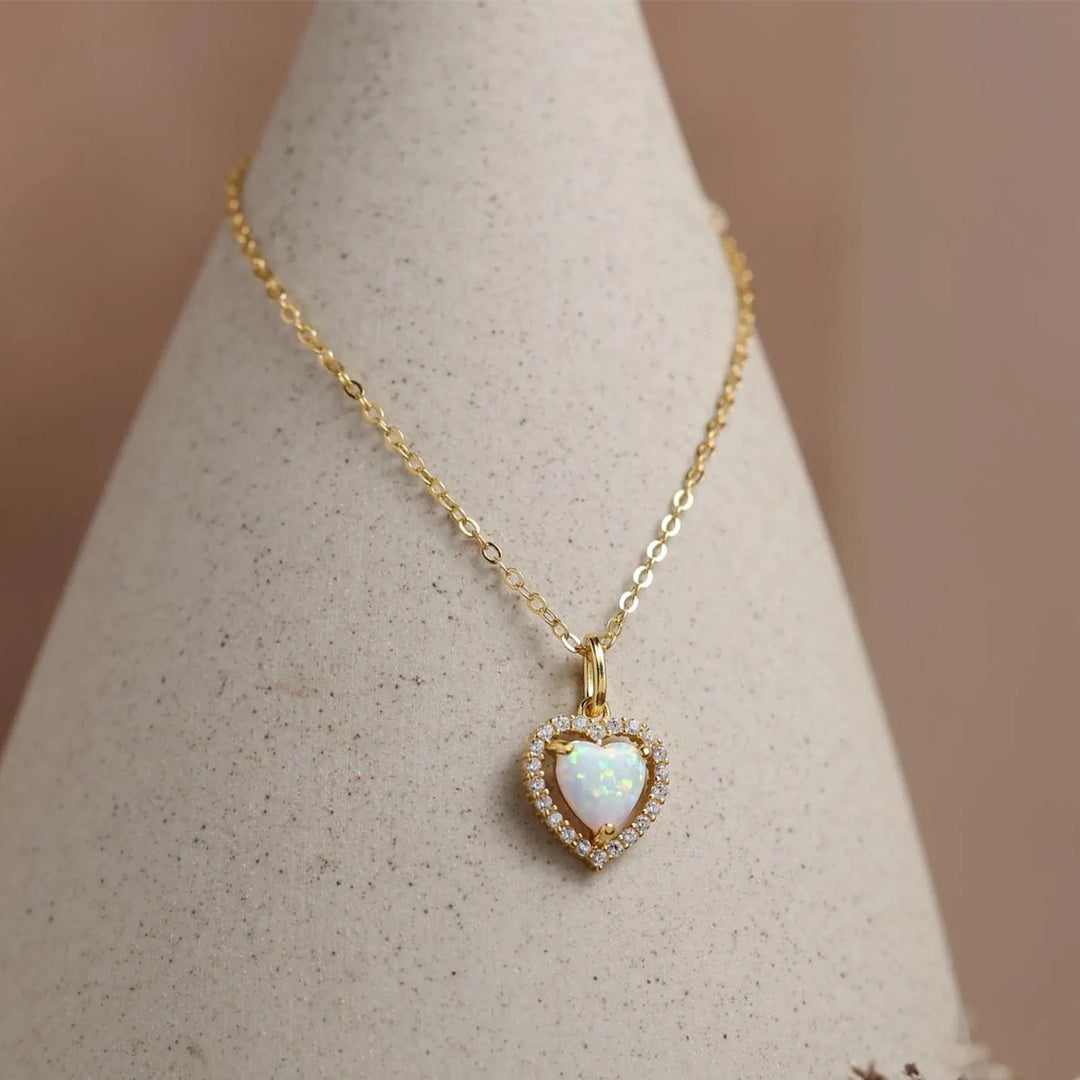 Aurora Heart Opal Pendant Necklace