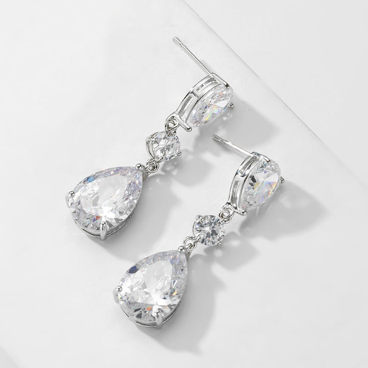 S925 Sterling Silver Moissanite Teardrop Drop Earrings