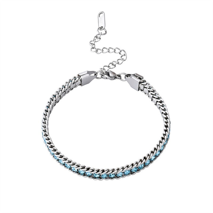 S925 Sterling Silver Two-Row Cuban Link CZ Tennis Bracelet