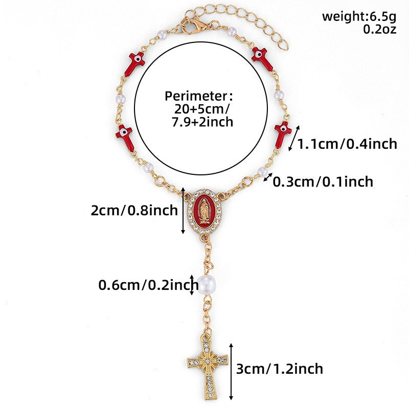 Vintage Faith & Pearl Beaded Bracelet