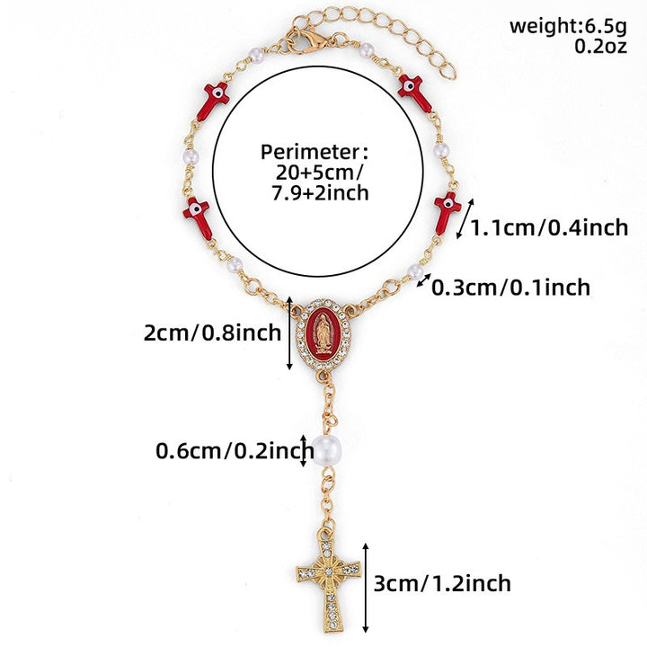 Vintage Faith & Pearl Beaded Bracelet