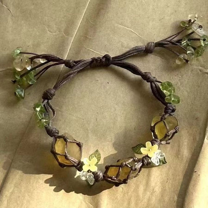 Sunshine Oasis Natural Citrine & Peridot Braided Bracelet