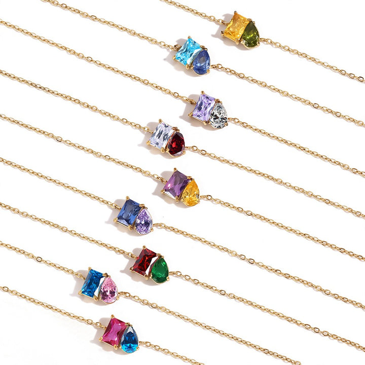 14K Gold Dual Birthstone Bracelet