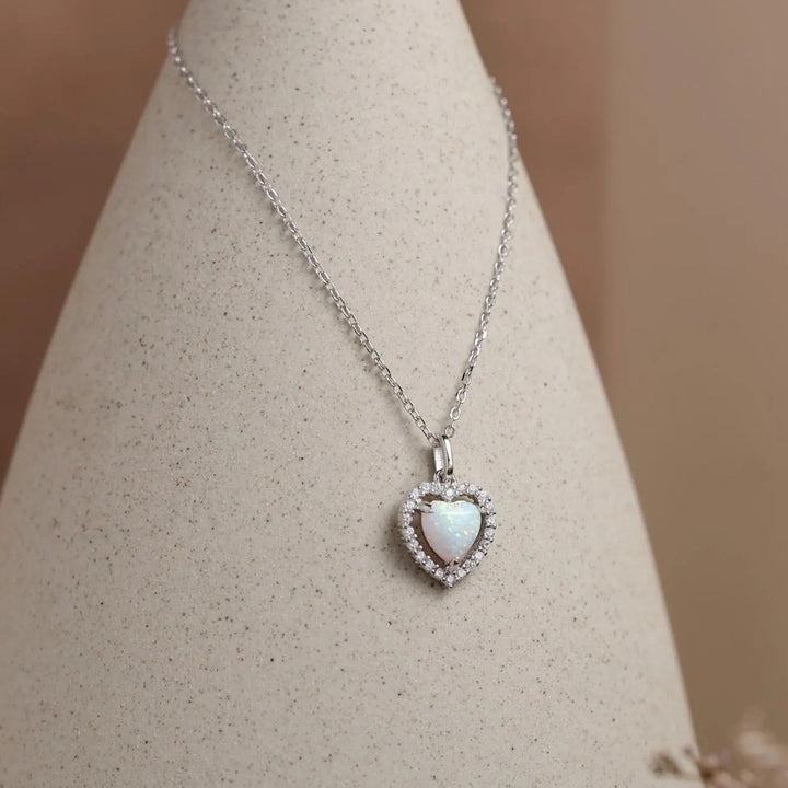 Aurora Heart Opal Pendant Necklace